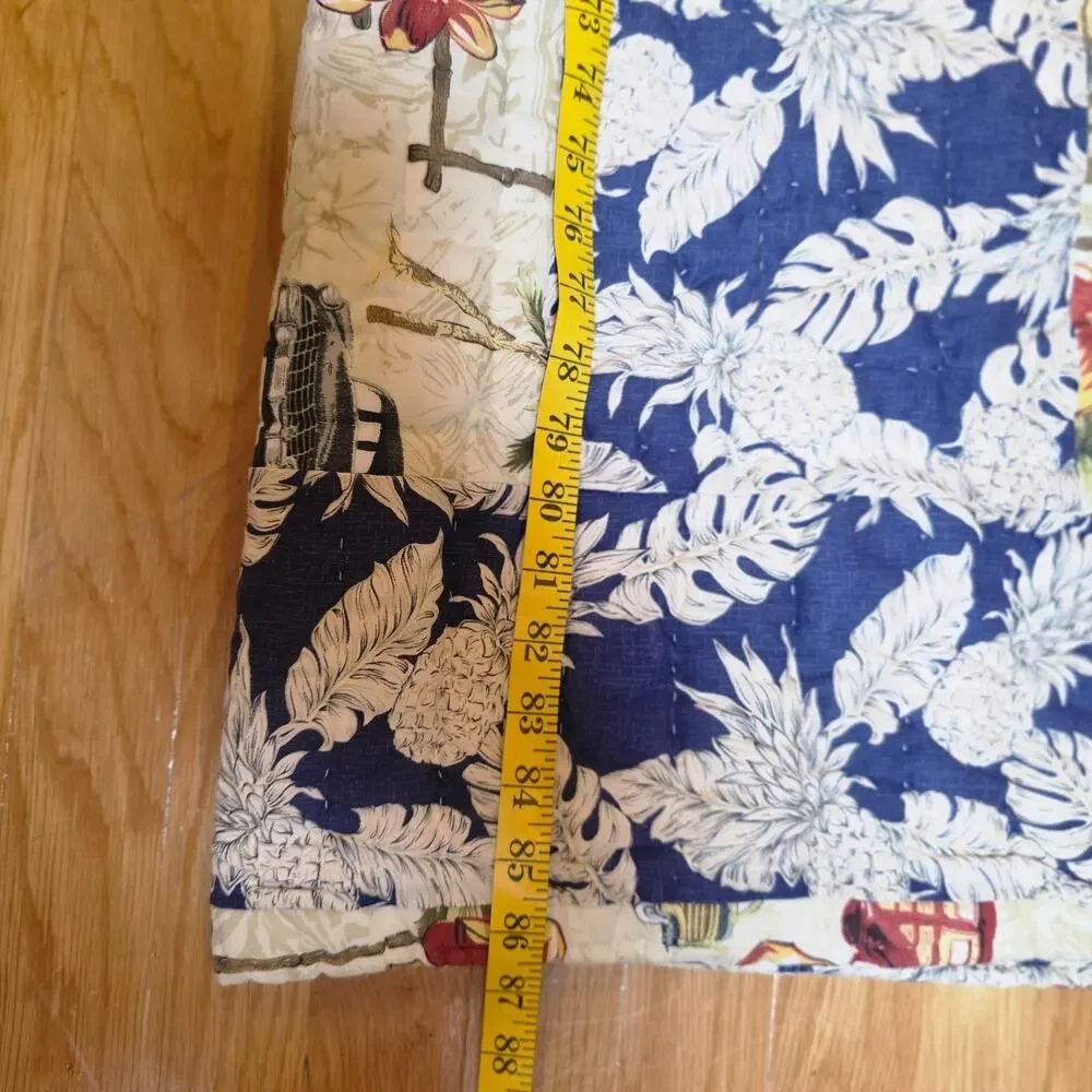 Dean Miller Queen Surf Hawaii Floral Reversible Quilt Comforter Woodies Coastal